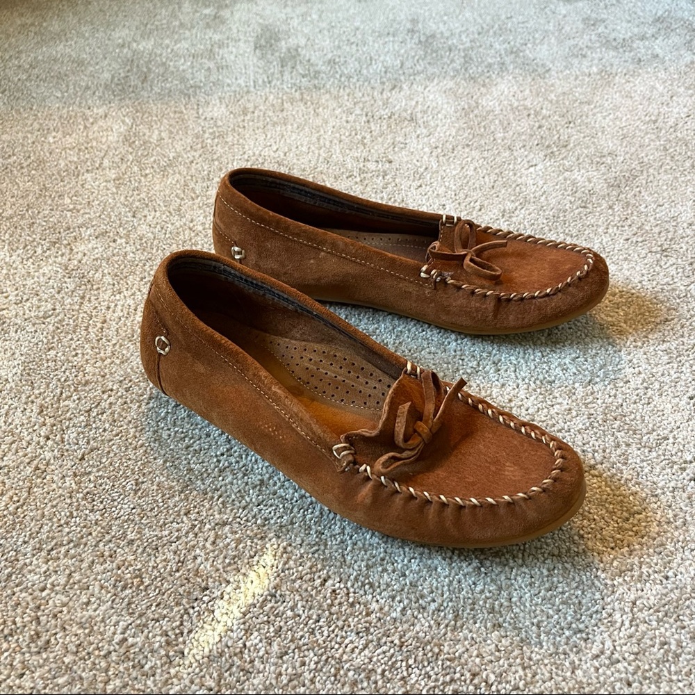 LL Bean Leather Wicked Good Nubuck Slip on Loafer Moccasins